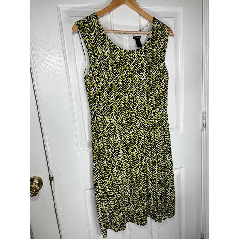 Ann Taylor Sheath Dress Womens Small Yellow Chevron Print Sleeveless Career - Picture 2 of 7